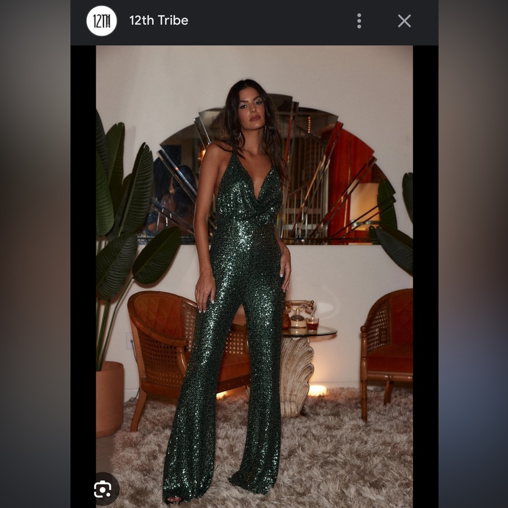 Green sequins jumpsuit